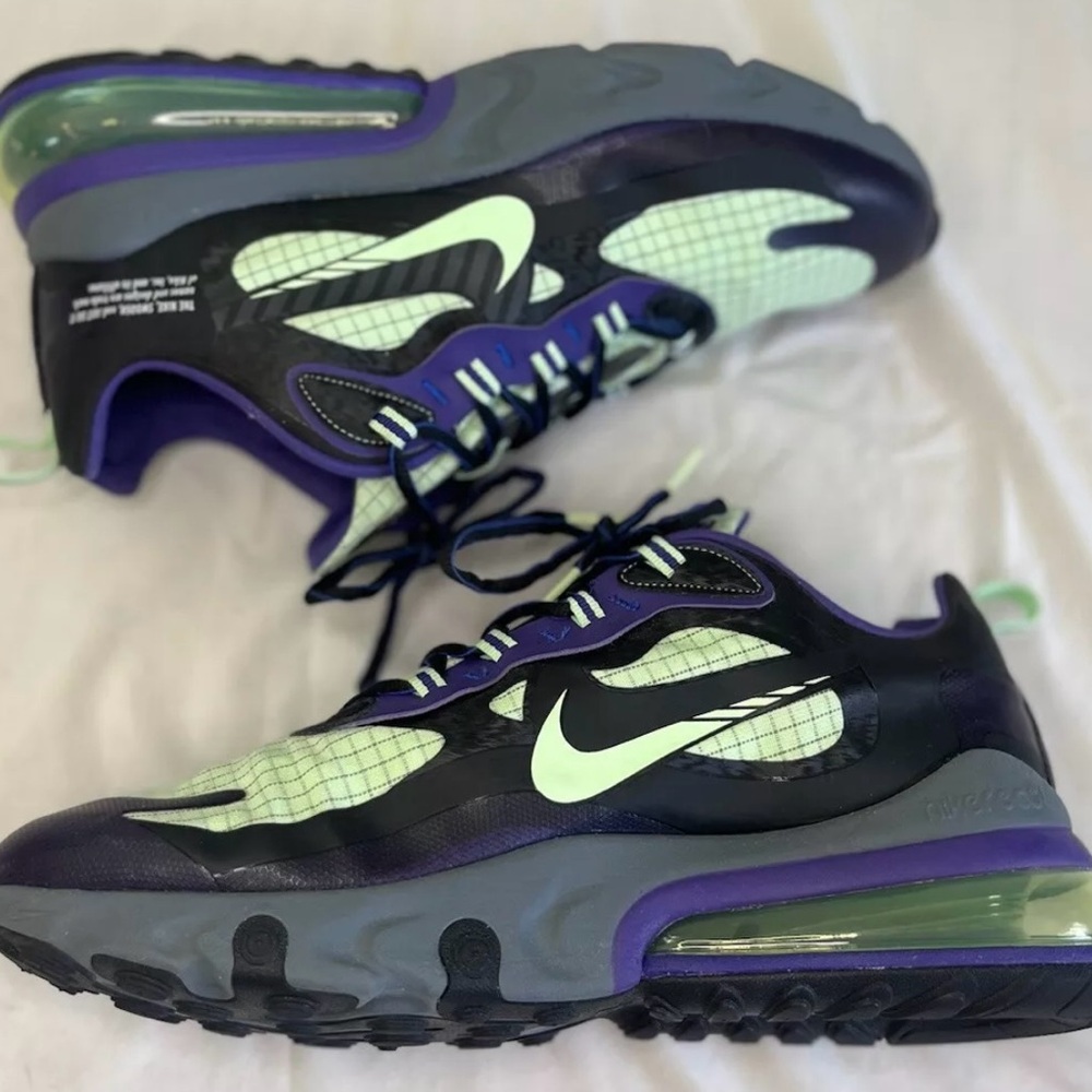 Nike Air Max 270 React Future Swoosh Mens Size 11 Black, Green & Purple NEW - Picture 6 of 16